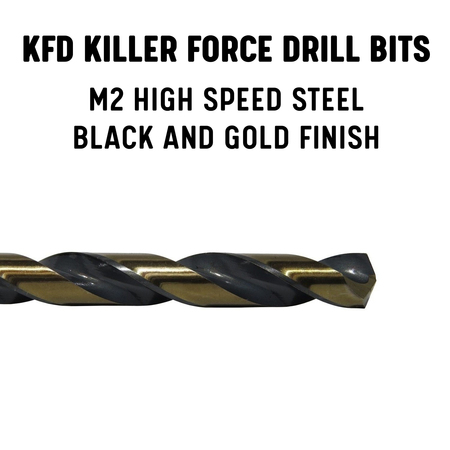 Drill America 1/8" HSS Black & Gold Split Point Stub Drill Bit, Contractor Grade KFDST1/8